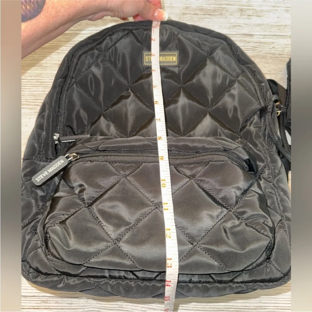 Steve Madden Quilted Black Backpack Set